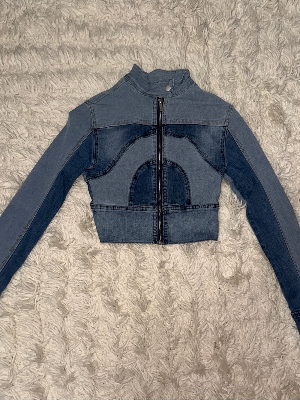 Fitted Denim Moto Style Jacket